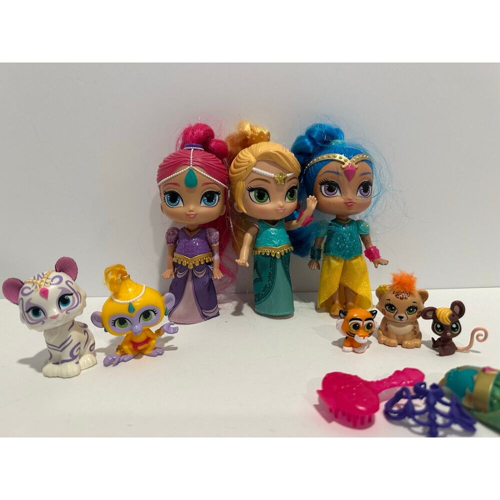 Nickelodeon Shimmer and Shine 3 dolls and pets - played with condition